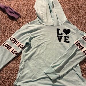 Light Blue Hoodie with Love Print